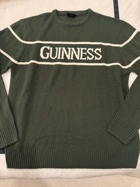 Guinness Dark Green Crewneck Sweater with White Stripe Logo